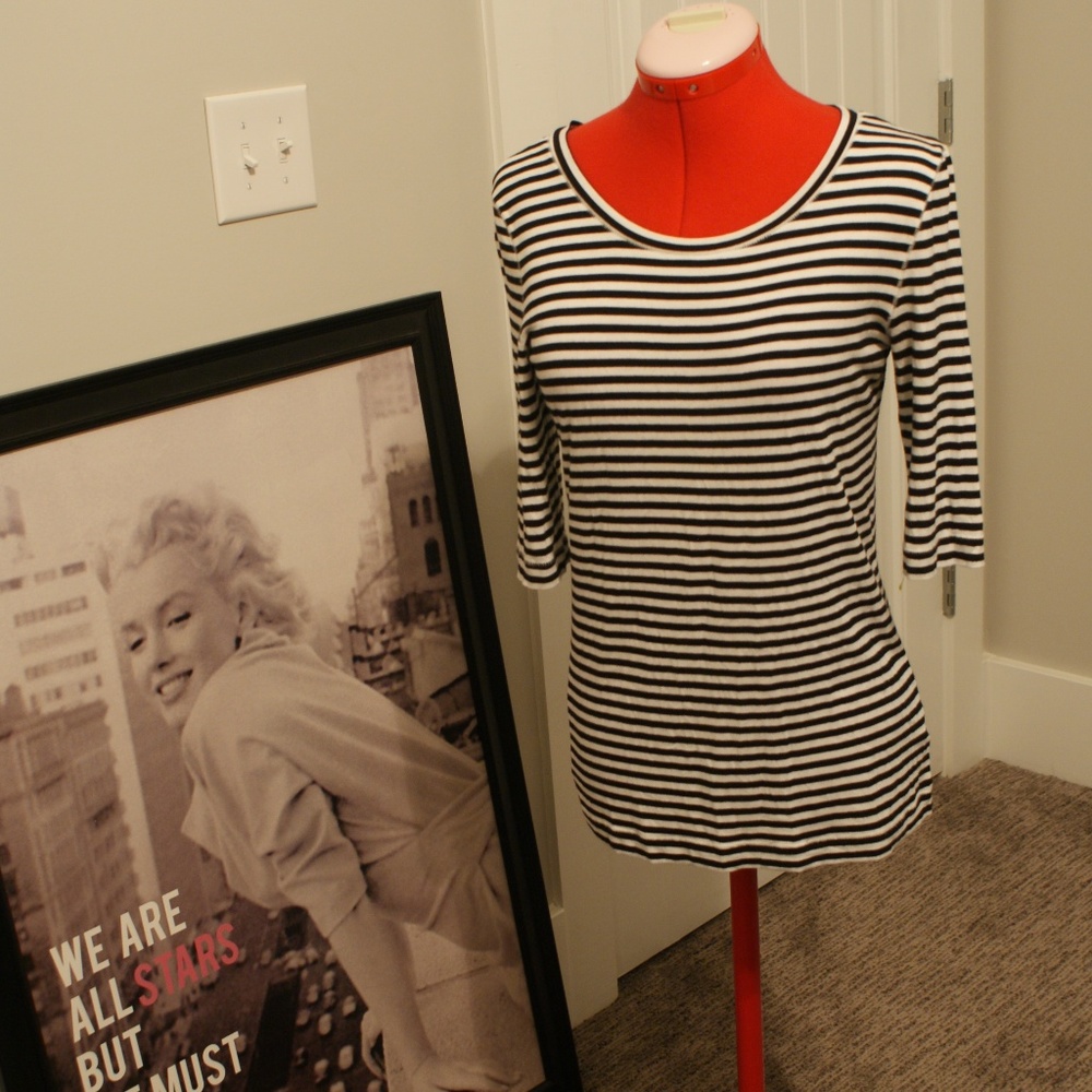 Free People B/W long sleeved striped t-shirt